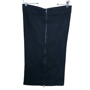 Black wool blend Ribbed Knit Pencil Skirt chic old money goth dark Academia